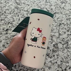 NWT Starbucks Hello Kitty Tumbler - Green and Cream